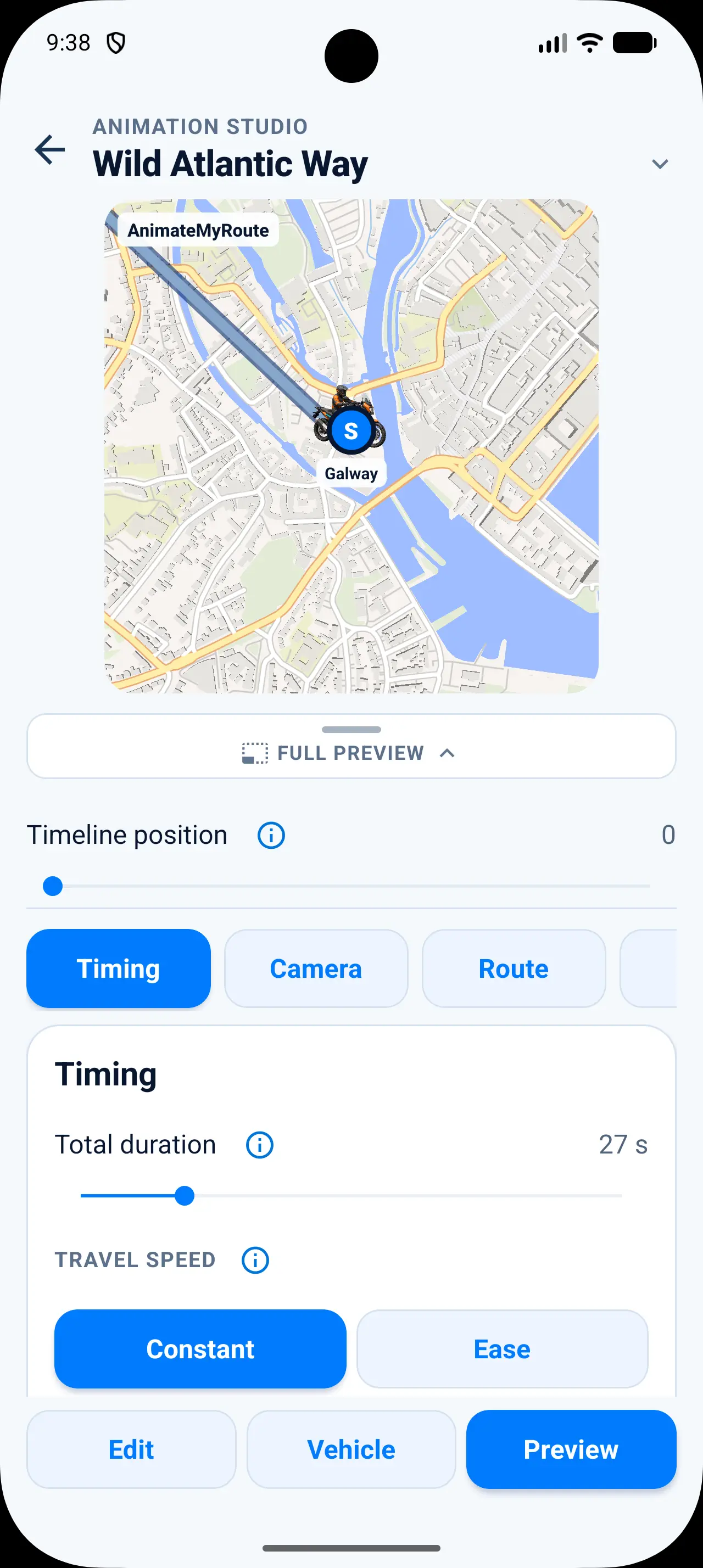 Edit your animation screen in AnimateMyRoute